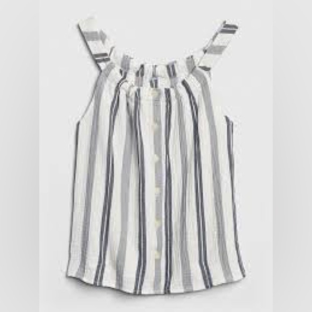 GAP White and Blue Buttoned Relaxed Tank Top